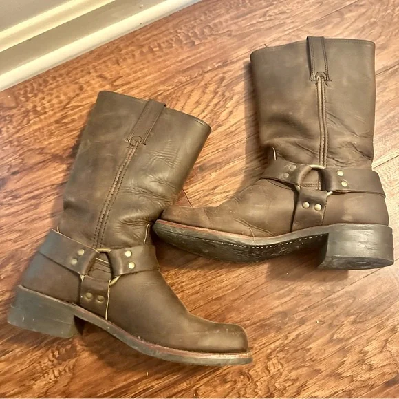 Frye Harness 12r Moto boots in brown - Picture 10 of 13